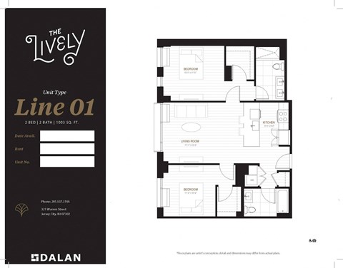 B2 Floor Plan at The Lively, Jersey City